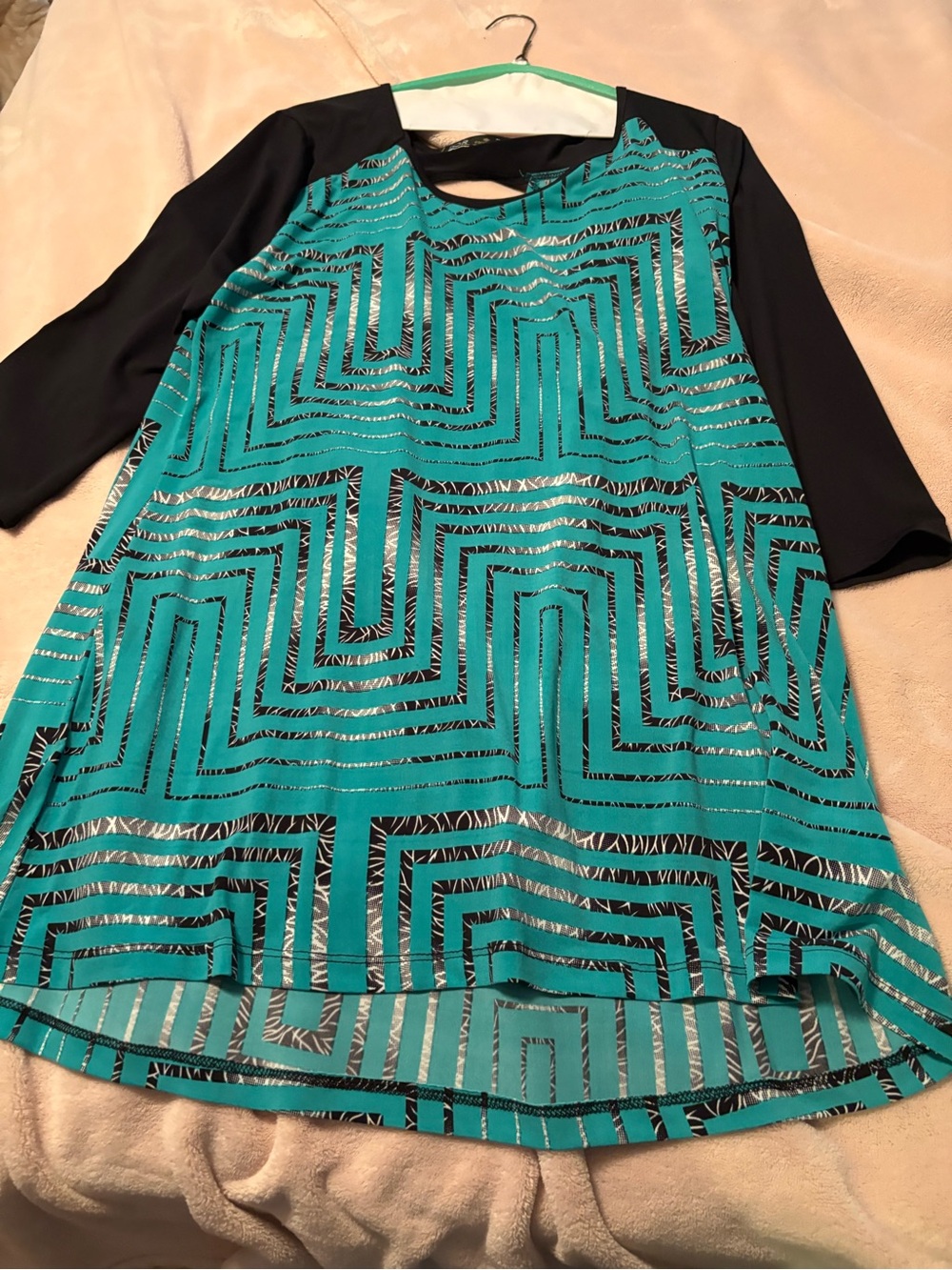 Women’s Teal Geo-Print Tunic Top-Lior size XL.